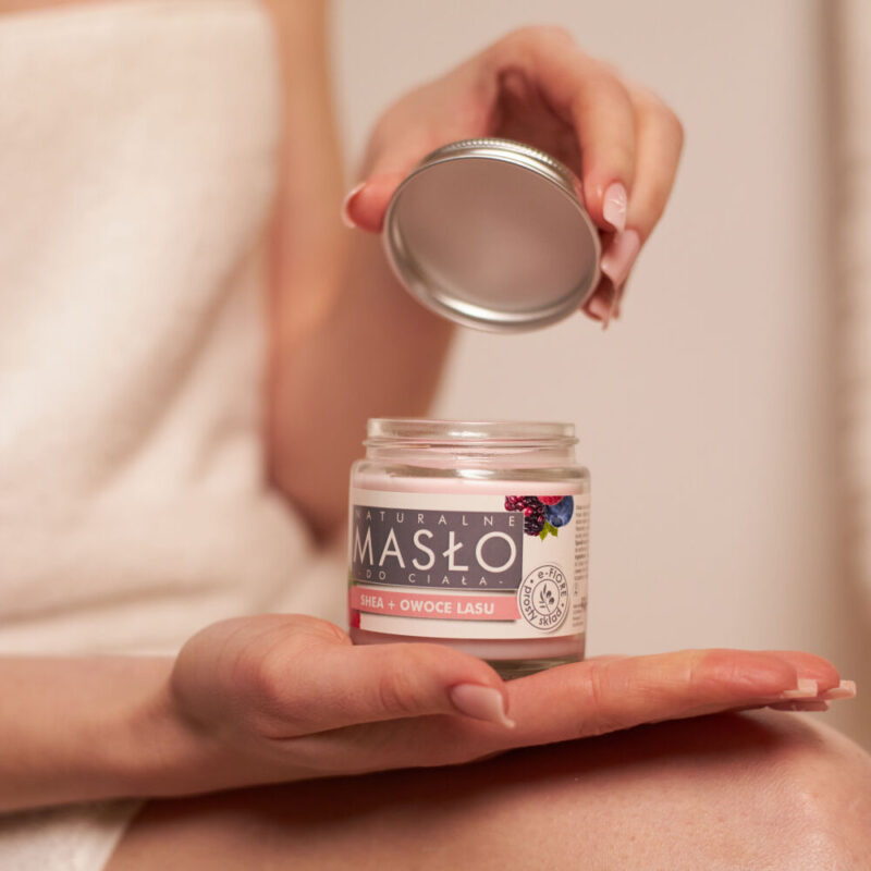 Masło do ciała 100% Naturalne Shea Butter Owoce lasu, Skóra sucha, wrażliwa, dojrzała, alergiczna, 120ml e-Fiore - obrazek 3