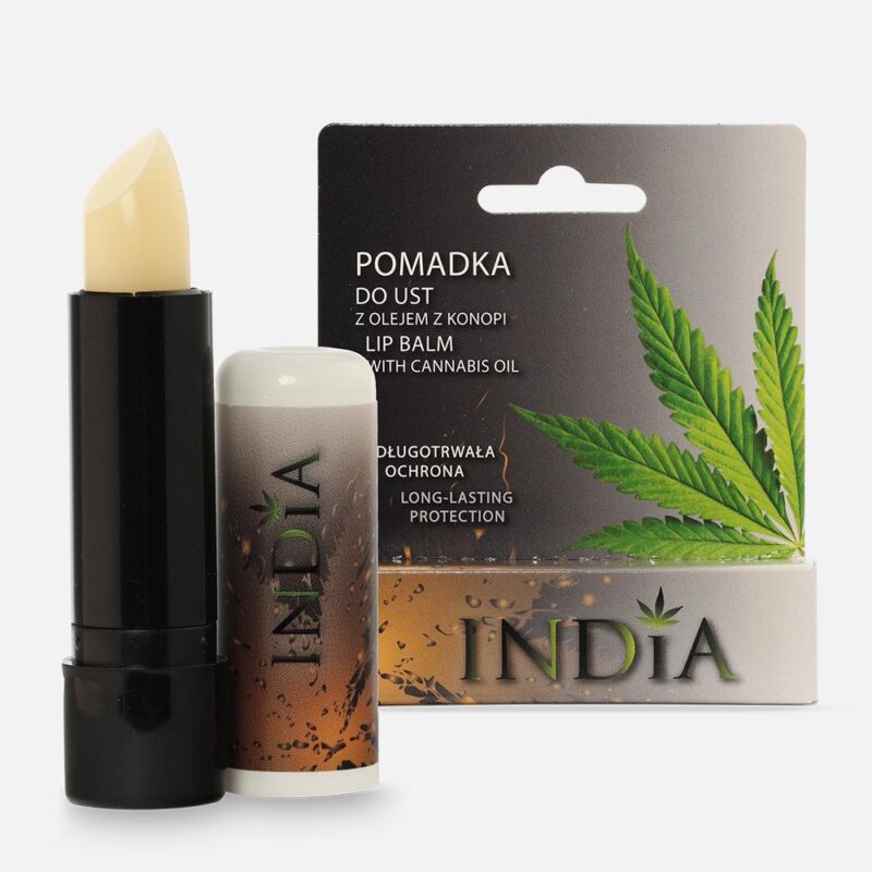 Pomadka bezbarwna, ochronna z olejem konopnym 3,8 g, India Cosmetics
