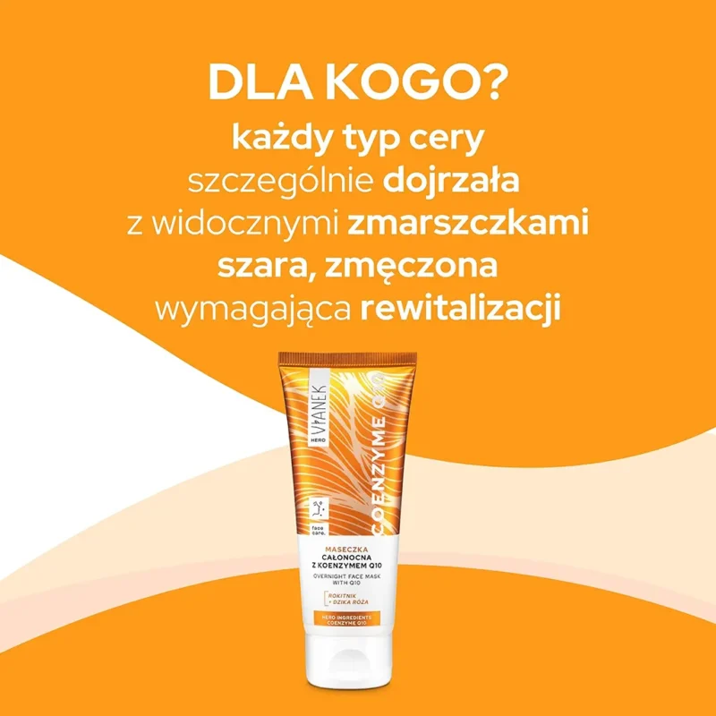 Maseczka całonocna do twarzy z koenzymem Q10 VIANEK HERO, 75ml - obrazek 2