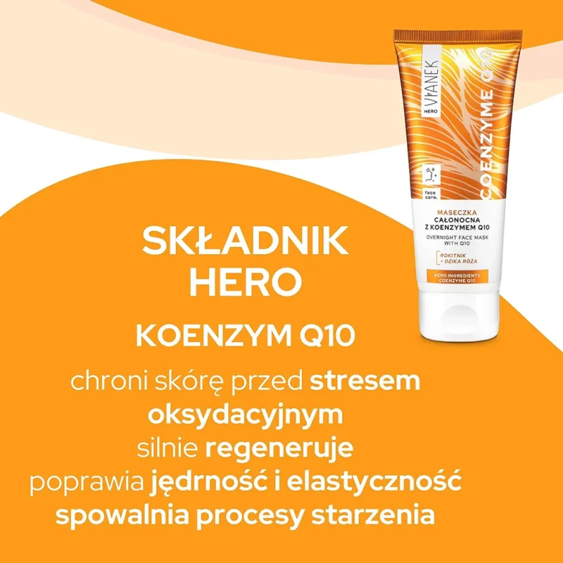 Maseczka całonocna do twarzy z koenzymem Q10 VIANEK HERO, 75ml - obrazek 3